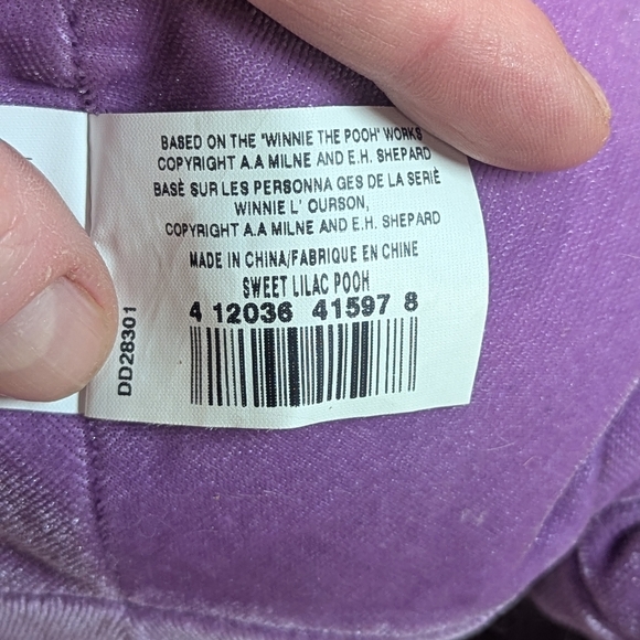 DISNEY Sweet Lilac Winnie The Pooh Purple Plush Stuffed Animal Bear Velvety - Picture 9 of 10